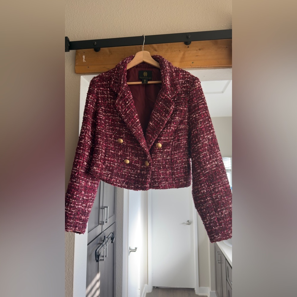 House of Harlow 1960 Burgundy Tweed Blazer